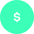 Ícone de fundo verde claro com um $