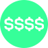 Ícone de fundo verde claro com dois $