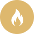 Ícone dourado com uma fogueira