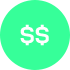 Ícone de fundo verde claro com dois $